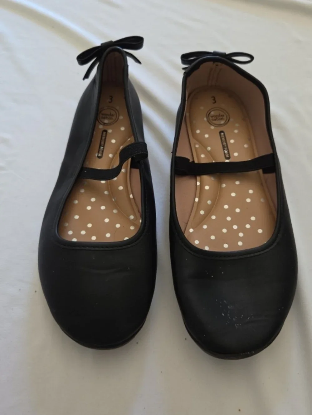 Wonder nation older girl size 3 black flats #AR3